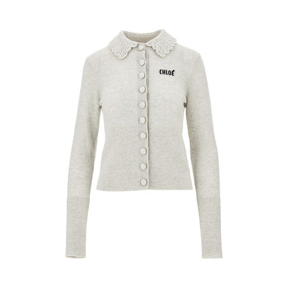Chloé Guipure collar wool cardigan