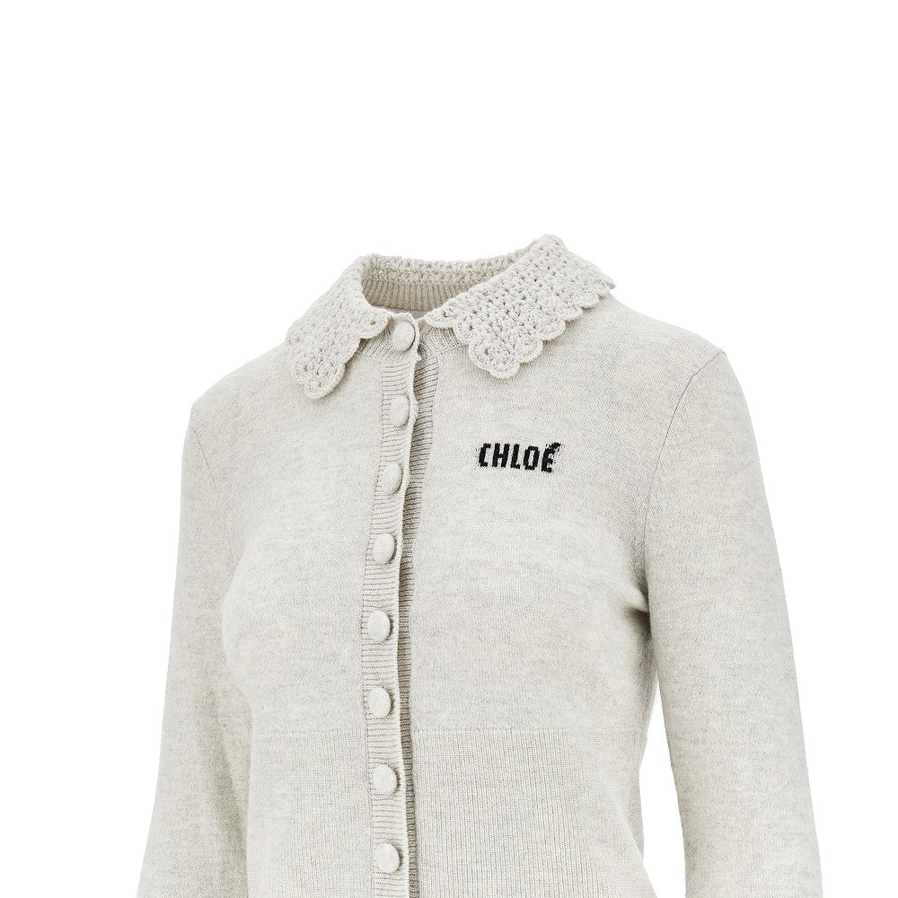 Chloé Guipure collar wool cardigan