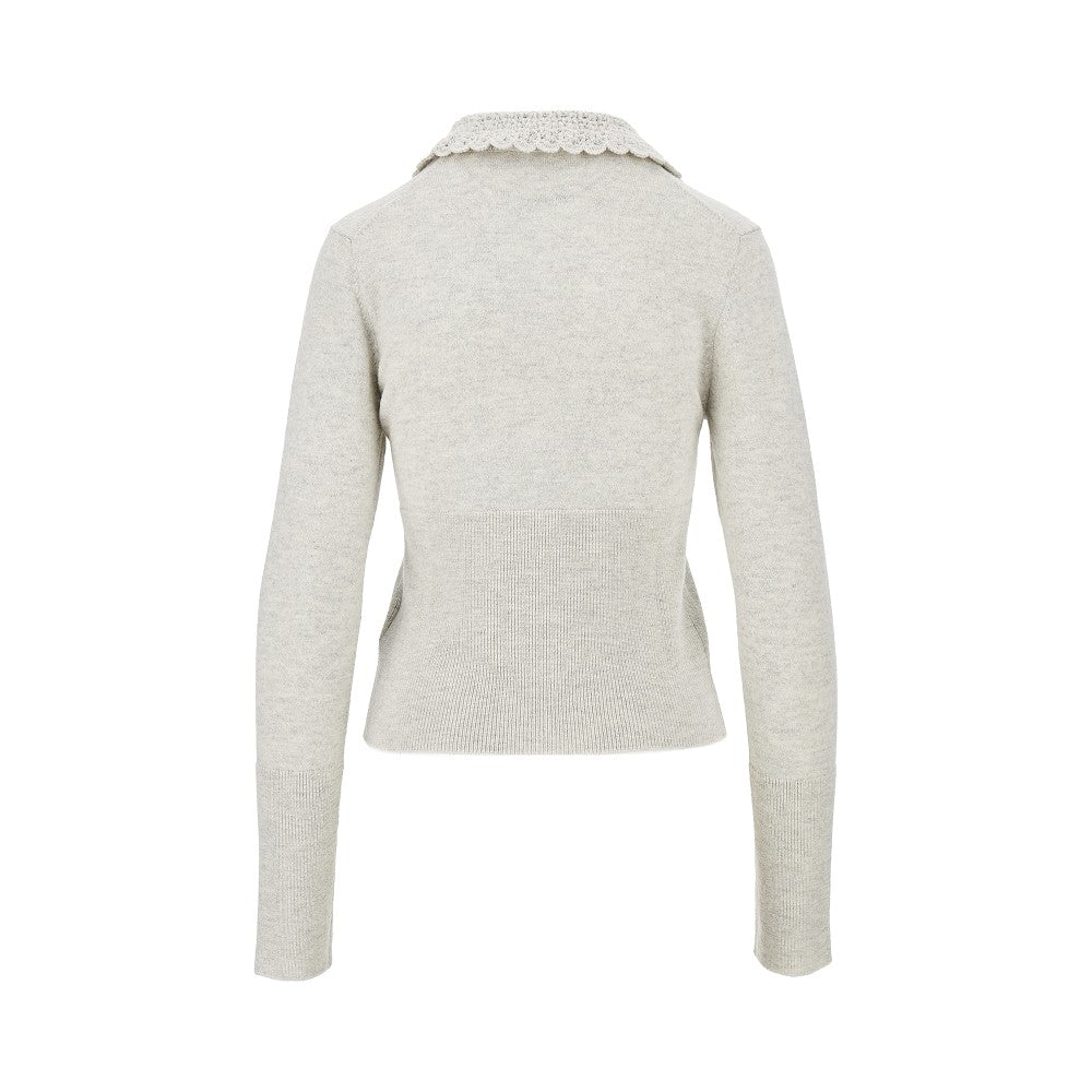 Chloé Guipure collar wool cardigan