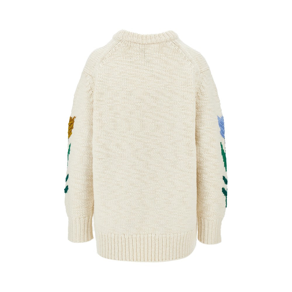 Chloé Flowers intarsia oversized wool sweater