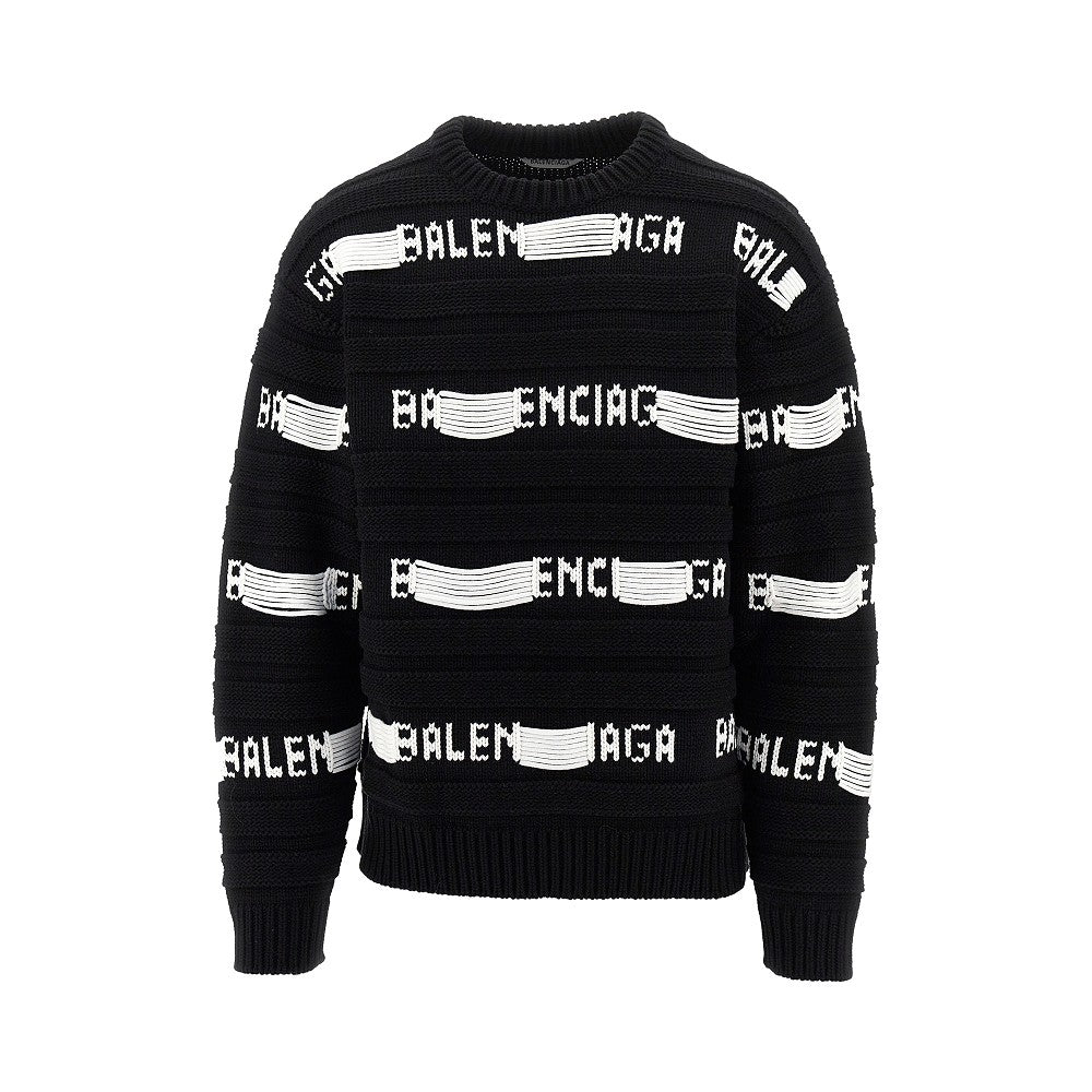Balenciaga Jacquard logo motif crewneck sweater