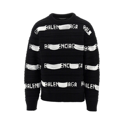Balenciaga Jacquard logo motif crewneck sweater