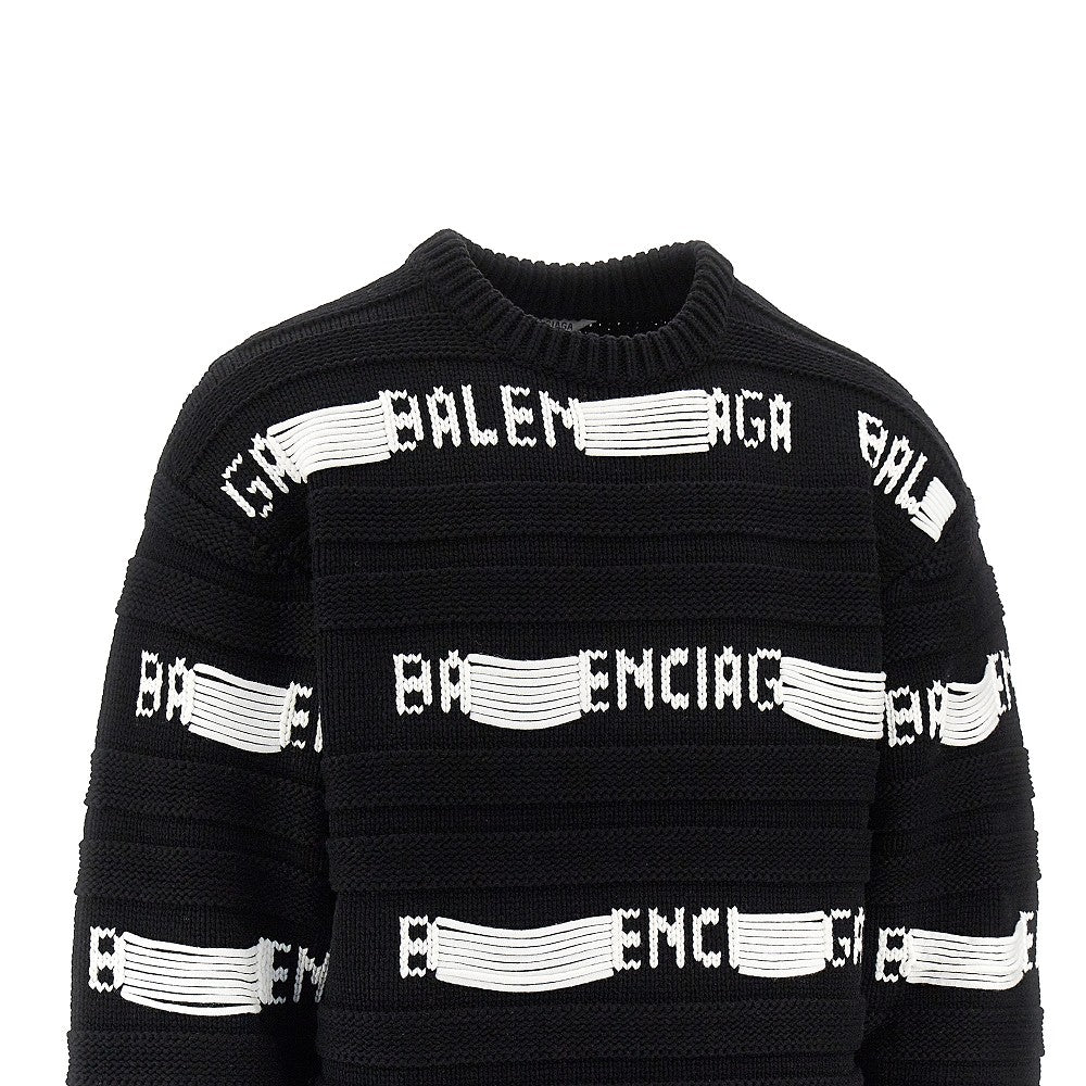 Balenciaga Jacquard logo motif crewneck sweater