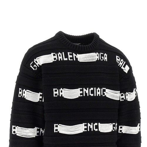 Balenciaga Jacquard logo motif crewneck sweater