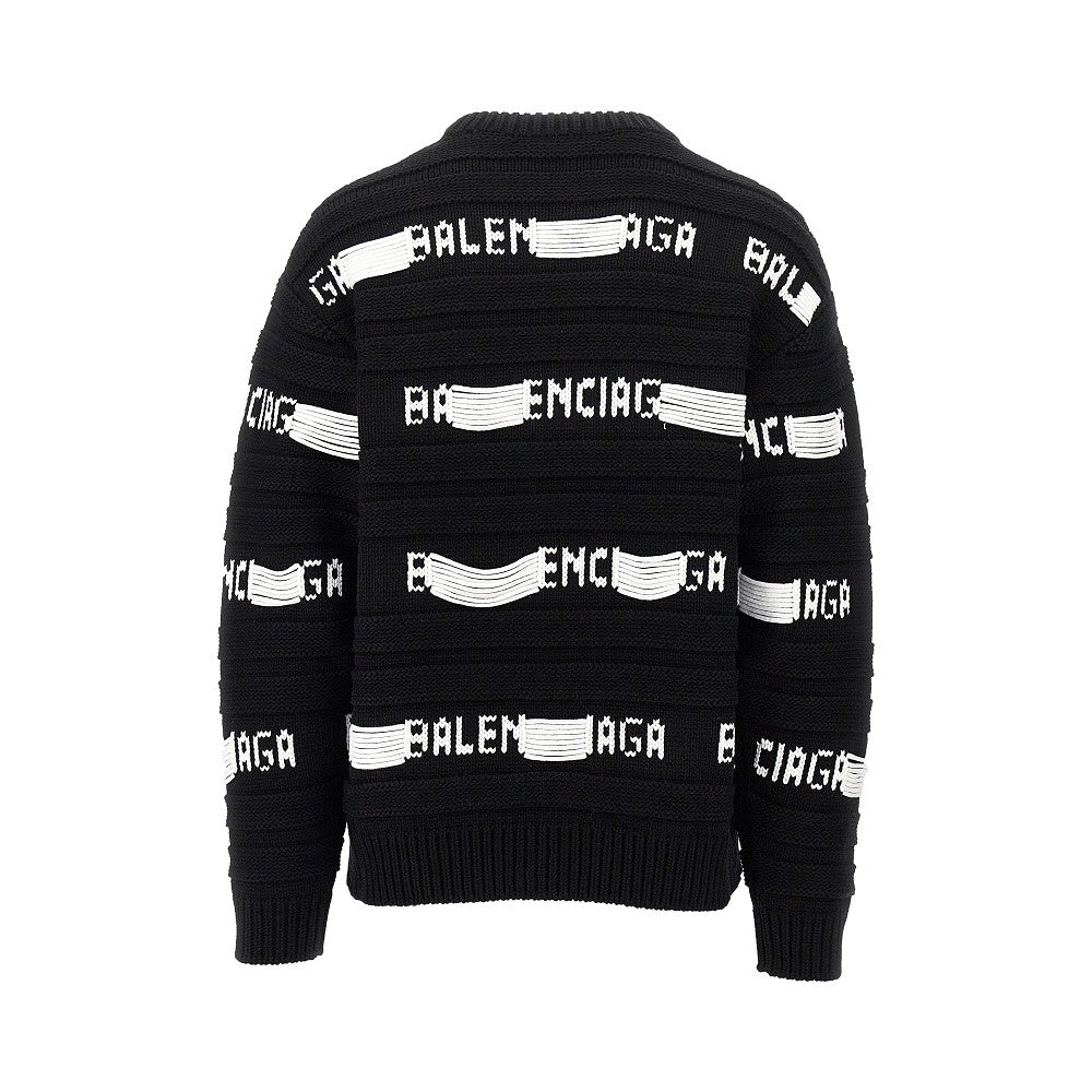 Balenciaga Jacquard logo motif crewneck sweater