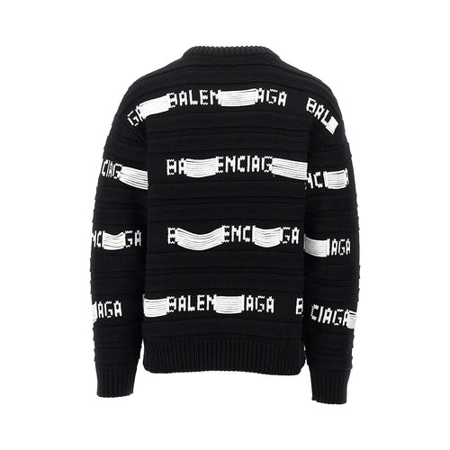 Balenciaga Jacquard logo motif crewneck sweater