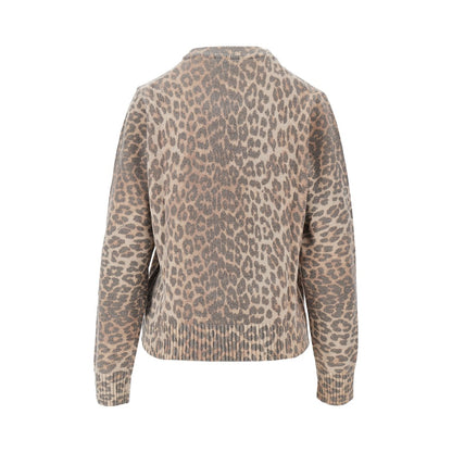 Ganni Wool-blend sweater with leopard motif