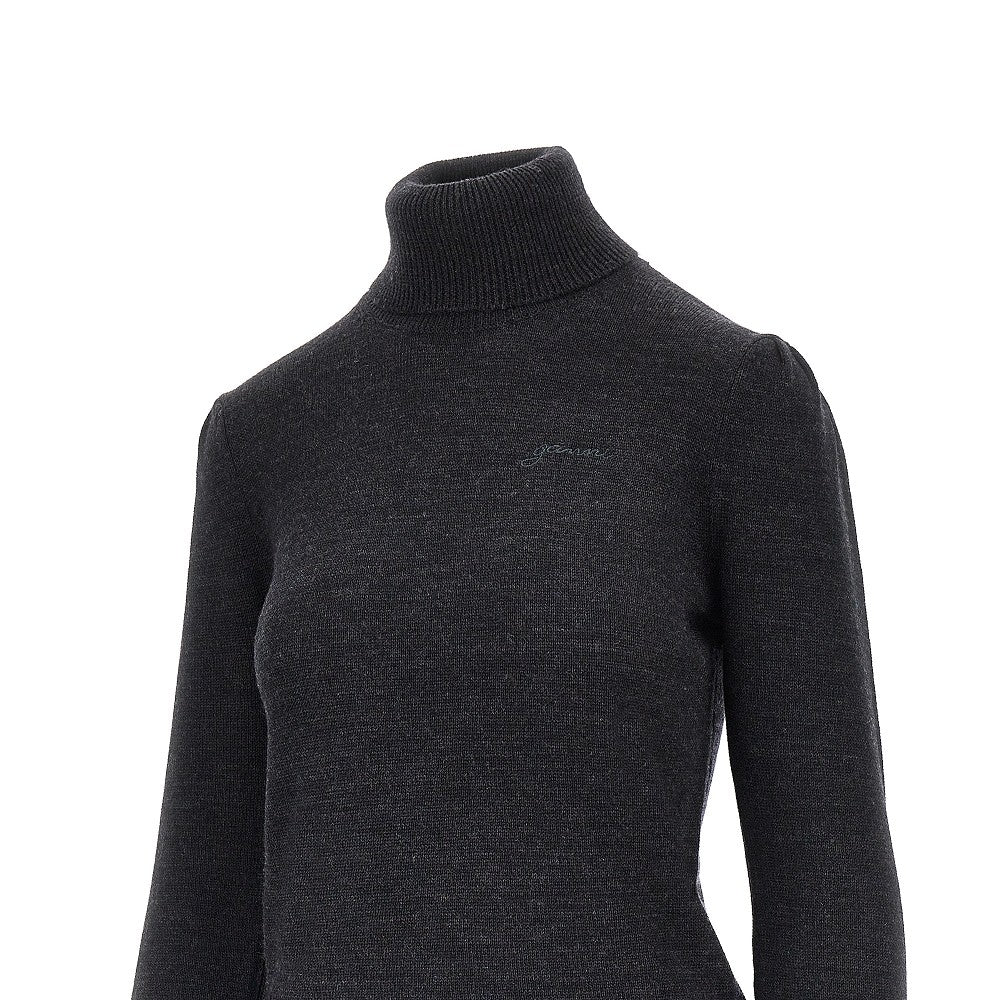 Ganni Merino wool sweater with lace trimming