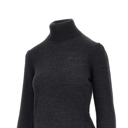 Ganni Merino wool sweater with lace trimming
