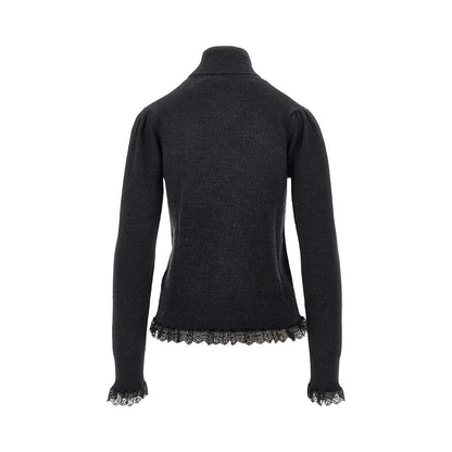 Ganni Merino wool sweater with lace trimming