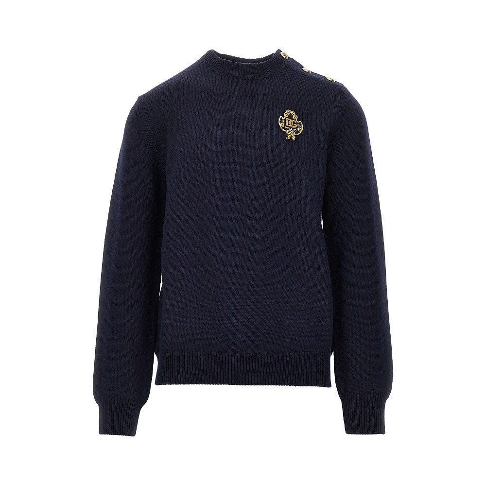 DOLCE&GABBANA Wool sweater with embroidered patch