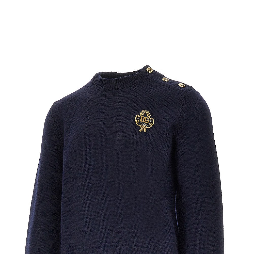 DOLCE&GABBANA Wool sweater with embroidered patch