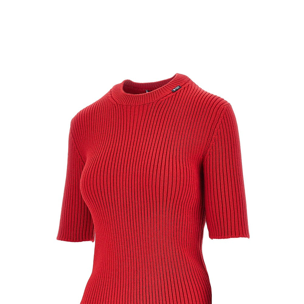 PRADA Ribbed wool short-sleeved sweater
