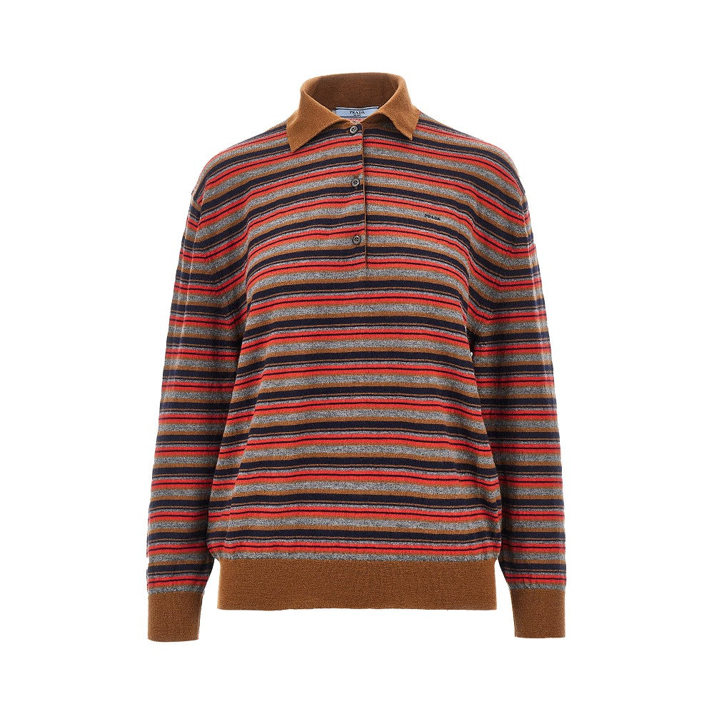 PRADA Striped cashmere polo shirt