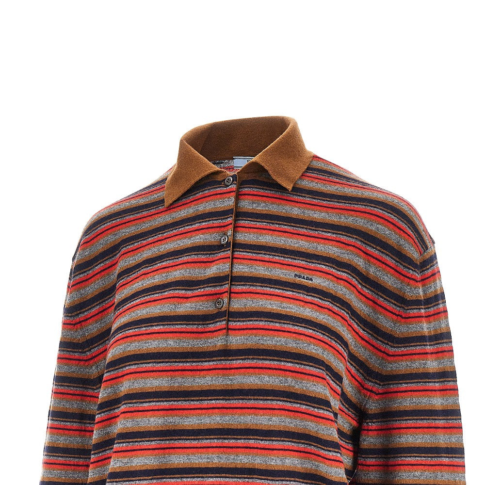 PRADA Striped cashmere polo shirt