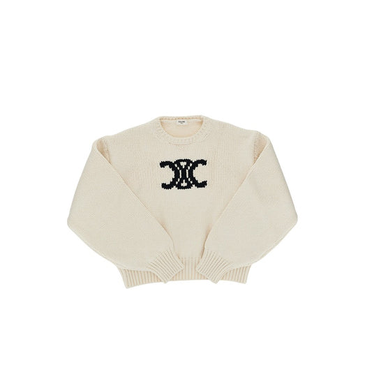 Celine Triomphe intarsia cotton-blend cotton sweater