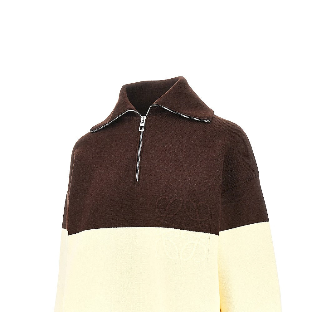 Loewe Two-tone cotton quarter zip sweater