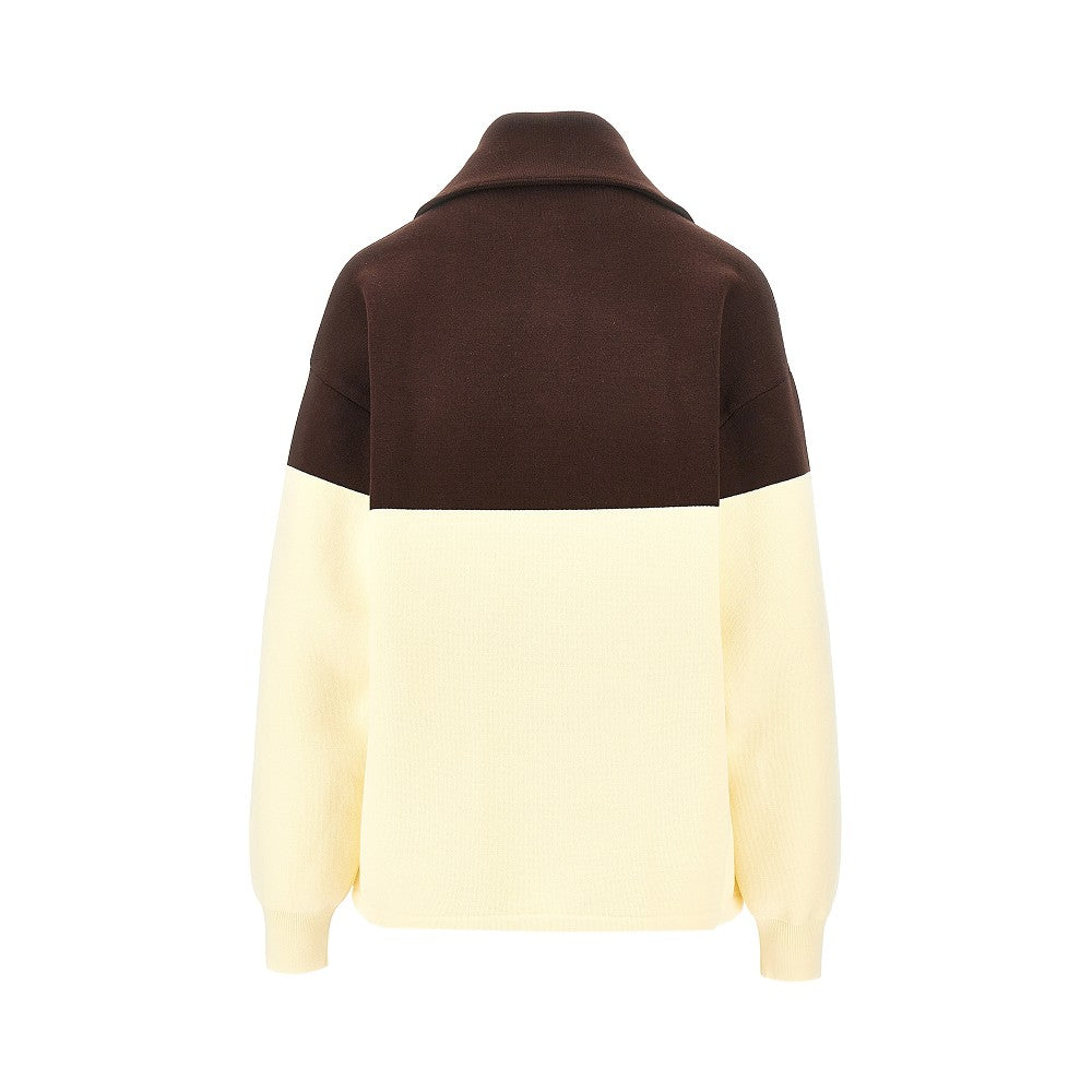 Loewe Two-tone cotton quarter zip sweater