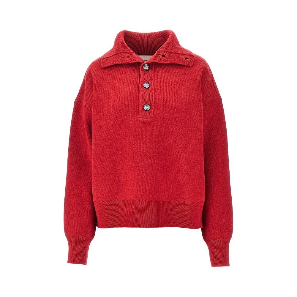 Ami Paris Buttoned high-neck wool sweater