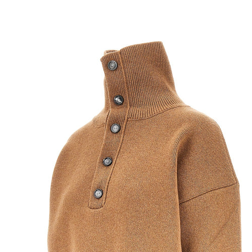 Ami Paris Buttoned high-neck wool sweater