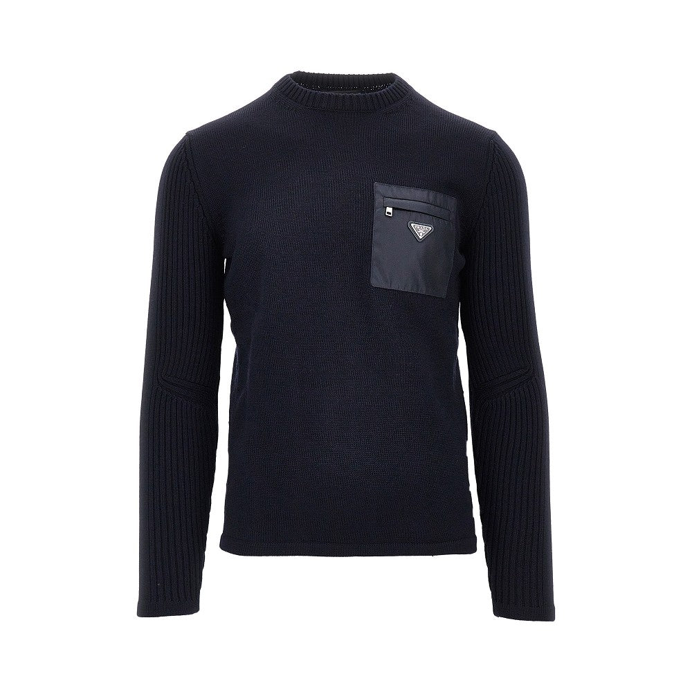 PRADA Wool sweater with Re-Nylon pocket
