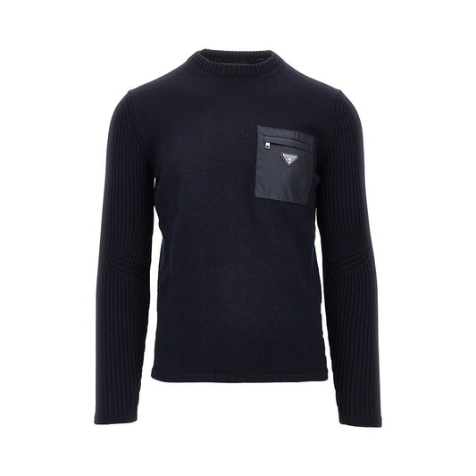PRADA Wool sweater with Re-Nylon pocket