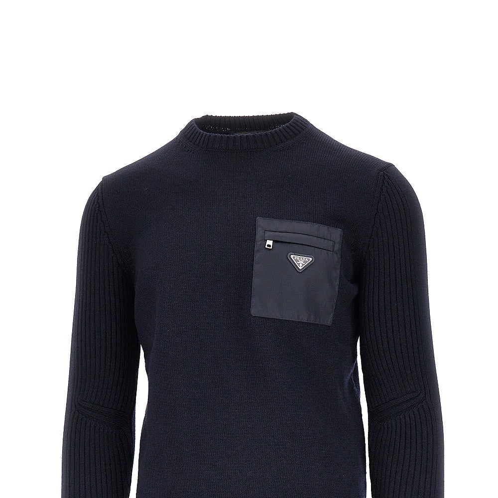PRADA Wool sweater with Re-Nylon pocket