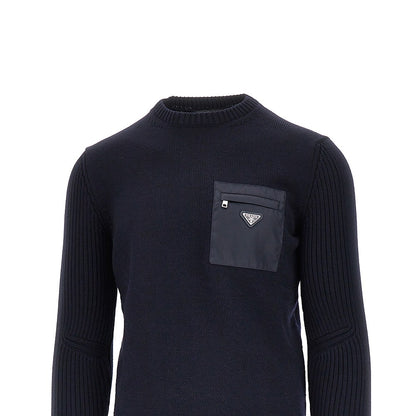 PRADA Wool sweater with Re-Nylon pocket