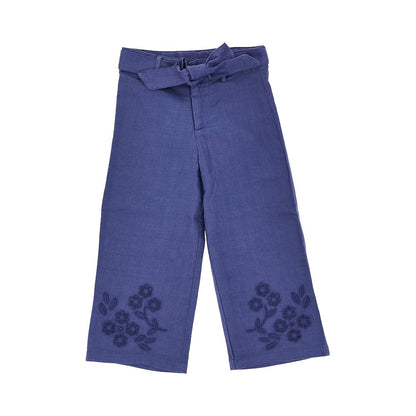 Mayoral Cotton and linen embroidered pants