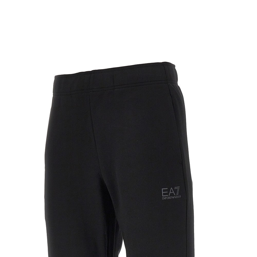 EA7 Cotton-blend pants with logo print