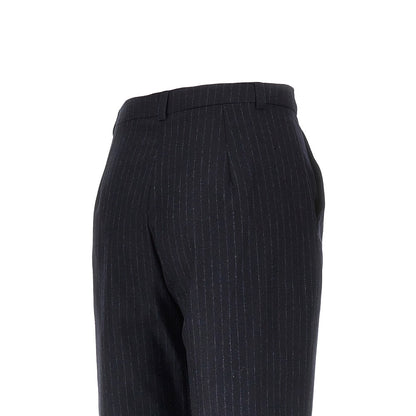EMPORIO ARMANI Wool-blend pants with pinstriped motif