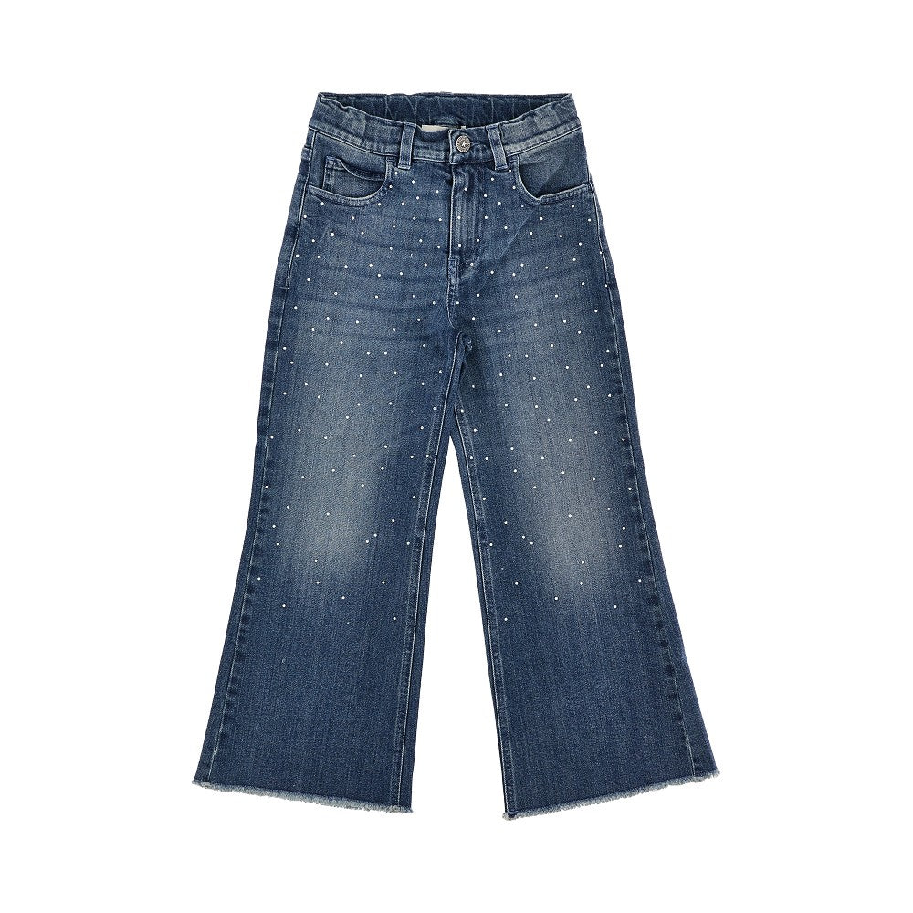 GOLDEN GOOSE Cotton denim jeans with rhinestones
