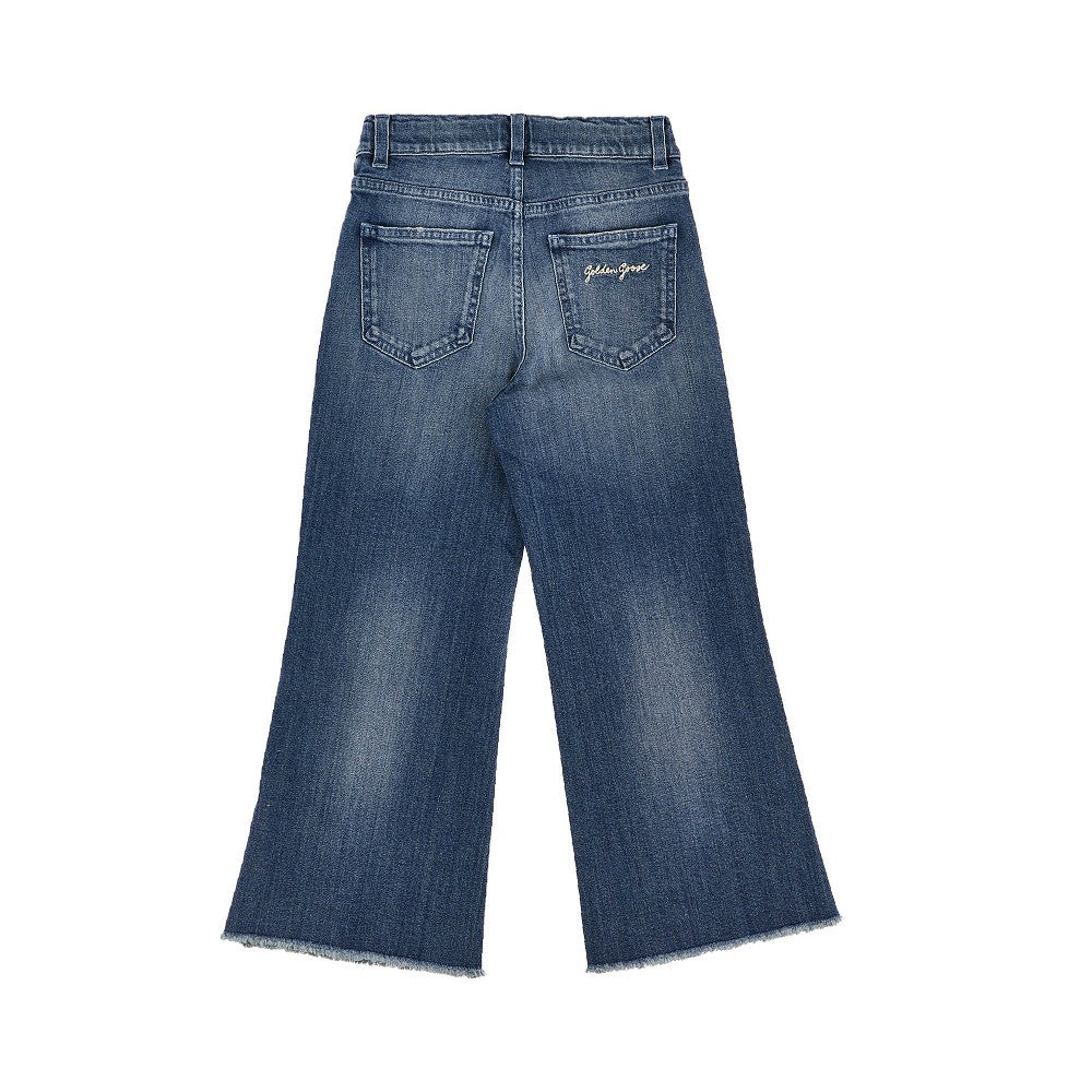 GOLDEN GOOSE Cotton denim jeans with rhinestones