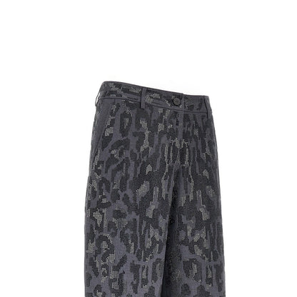 PINKO Strass-embellished leopard wide leg pants