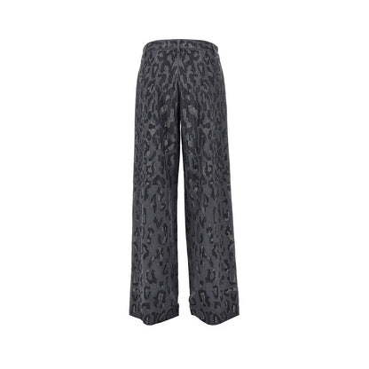 PINKO Strass-embellished leopard wide leg pants