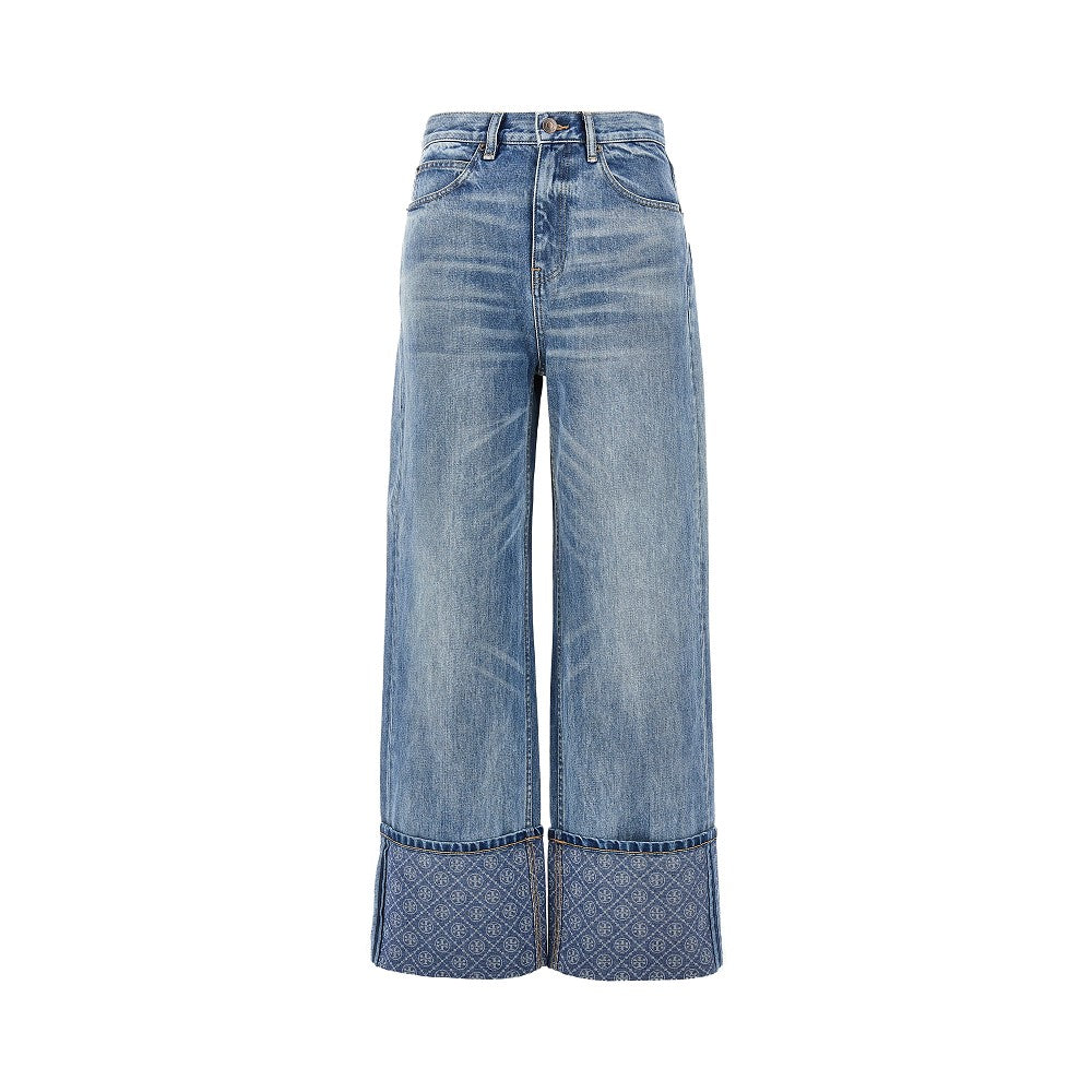 TORY BURCH Straight leg jeans with T Monogram motif