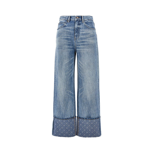 TORY BURCH Straight leg jeans with T Monogram motif