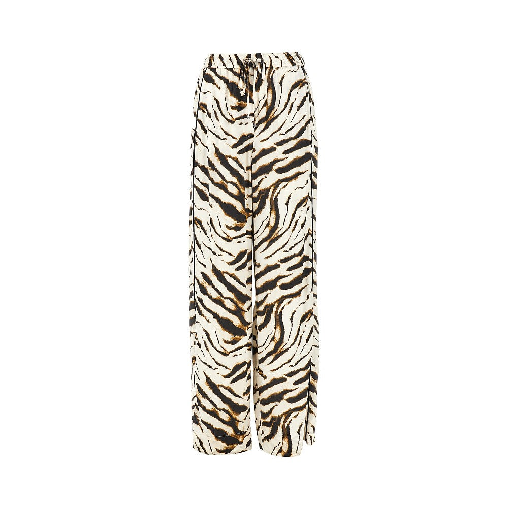 Ganni Satin pants with zebra-striped print