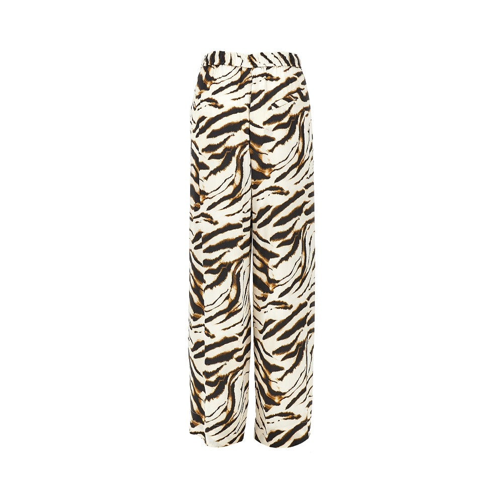 Ganni Satin pants with zebra-striped print