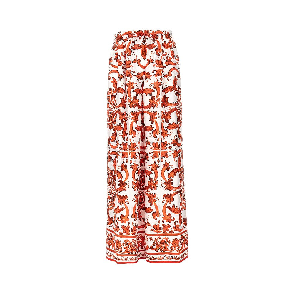 DOLCE&GABBANA Silk pants with Maiolica print