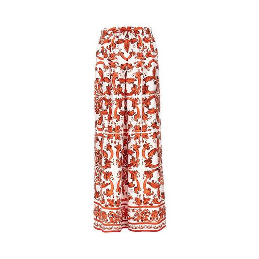 DOLCE&GABBANA Silk pants with Maiolica print