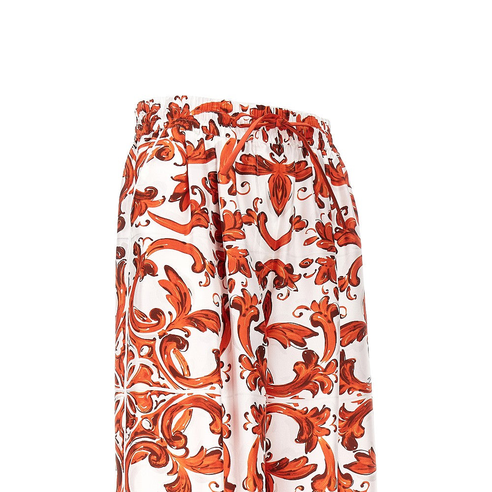DOLCE&GABBANA Silk pants with Maiolica print