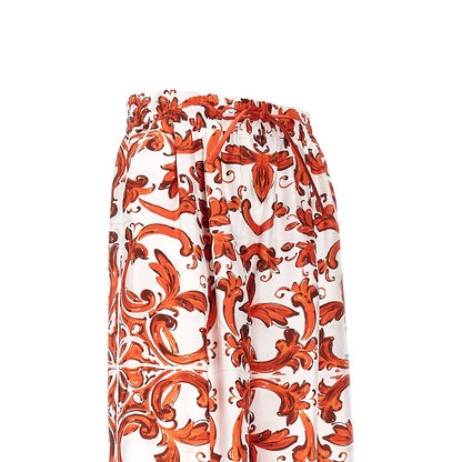 DOLCE&GABBANA Silk pants with Maiolica print