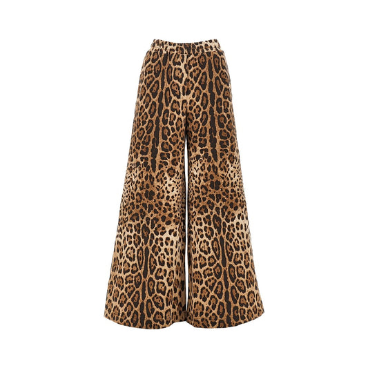 DOLCE&GABBANA Wide-leg pants with leopard-print