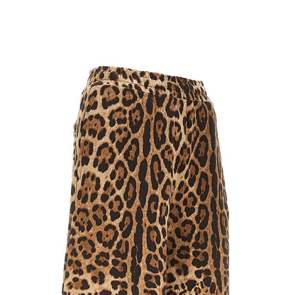 DOLCE&GABBANA Wide-leg pants with leopard-print