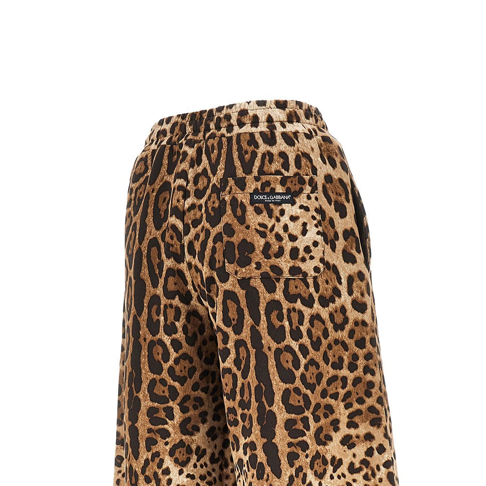 DOLCE&GABBANA Wide-leg pants with leopard-print