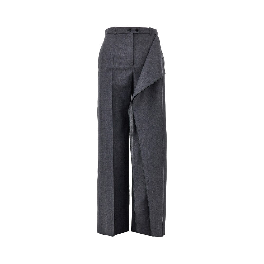 JIL SANDER Draped-effect fil-à-fil wool pants