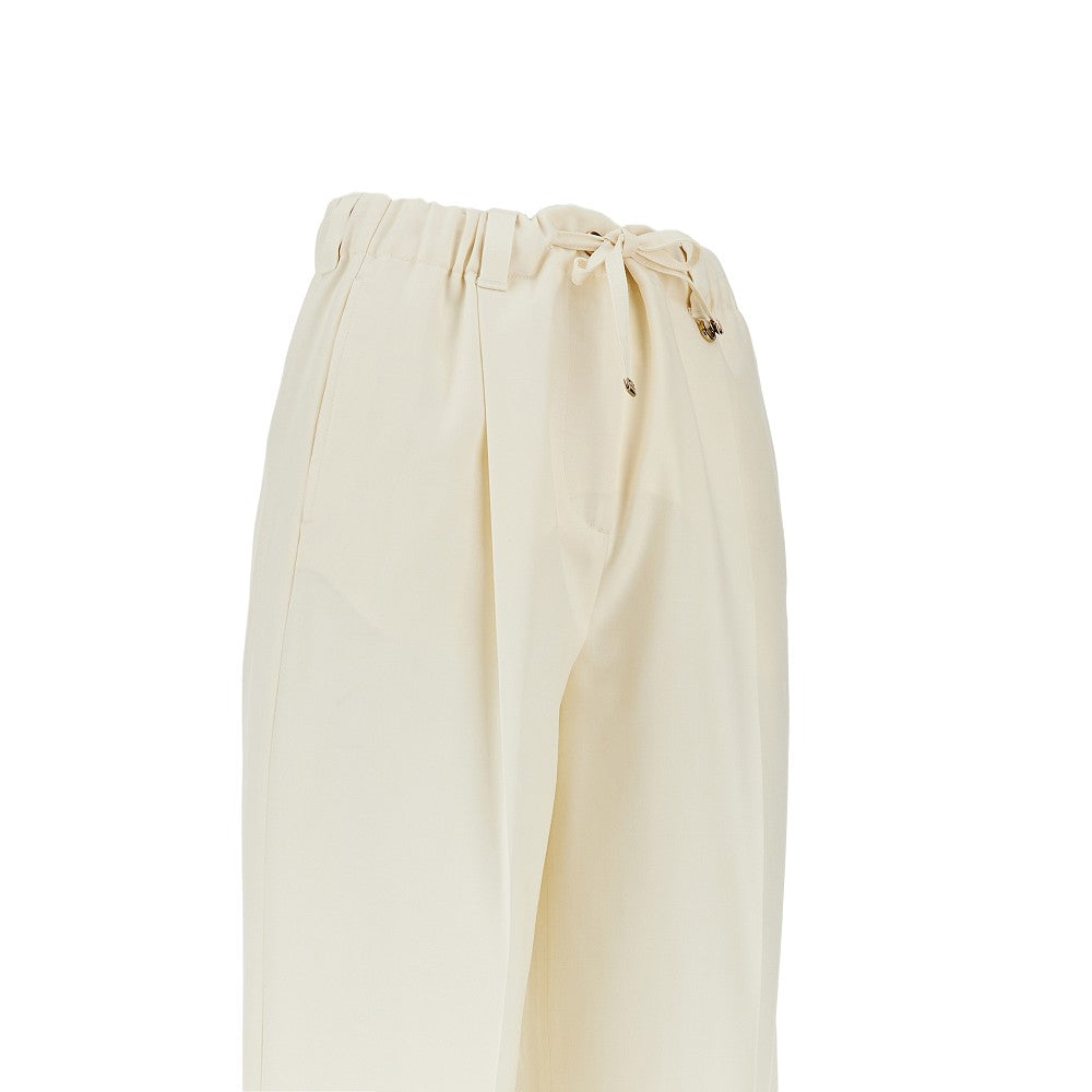 MONCLER Wool gabardine pants with drawstring