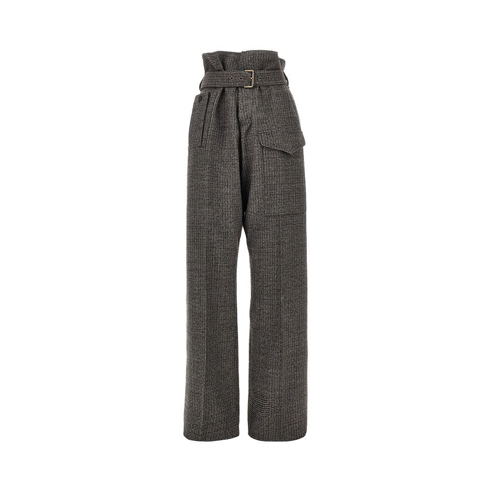 Etro Check wool pants with belt