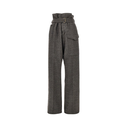 Etro Check wool pants with belt